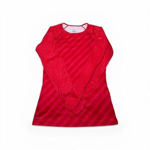🏃🏻‍♀️🧘‍♀️🚴‍♀️Women’s Nike Pro Athletic Top Red Striped Long Sleeve Sz Large